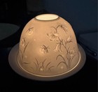 Lithopane Dome Tea Candle Holder Fairy Light Lamp Firefly Bluebell Flower