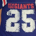 Victoria   s Secret Pink New York Giants Shirt Women   s Xs Nfl Studded Top Blue W3a