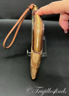 Coach Large Corner Zip Wristlet Signature Canvas Stripe Light Khaki C5624 New