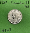 1924 Canada          Five Cents Almost Uncirculated Canadian Coin Au Nickel 5c