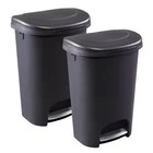  2-pack  Rubbermaid 13 Gal  Black Step-on Pedal Trash Can