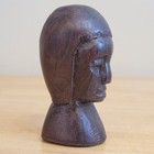 Vintage Hand Carved Wooden Native African  Bust Figure Tribal Wood Art Statue