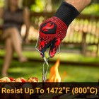 Oven Gloves  Bbq Gloves 1472    Extreme Heat Resistant  Grilling Short  Red
