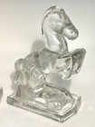 Vintage Pair 1940 s Le Smith Clear Glass Rearing Horse Bookends    Western Decor