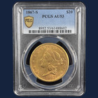 1867 S  20 Gold Coin Liberty Double Eagle Pcgs Au53 Cac Candidate