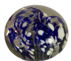 Handcrafted Glass Paperweight Floral Blue   White Swirl Design - 2 5 Inches