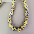 Vintage Glass African Trade Bead Necklace 35 Yellow Blue 22 
