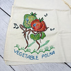 Vintage Hand Painted Vegetable Polka Kitchen Dish Towel 31x38  Peppers Music