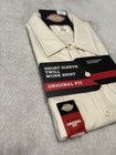 Dickies Mens Shop Shirt Button Down Cream Mechanic 1574 Short Sleeve Work Shirt
