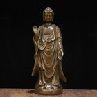 22cm Pure Copper Amitabha Buddha Statue Standing Brass Buddhist Figurine