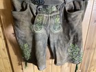 Men Traditional Brown Suede Leather Lederhosen German Oktoberfest Dress Sz 52