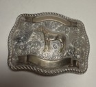 Vintage Heavy Tony Lama 4    Belt Buckle Sterling Silver Front   Bronze Overlay