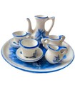 Vintage 8 Piece Delft Blue White Porcelain Miniature Tea Set Windmill 3      