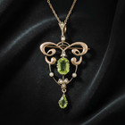 Antique Art Nouveau Seed Pearl Vintage Pendant brooch 925 Silver Emerald Czstone
