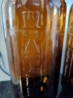 2 - Embossed Amber Glass 40 Oz Vintage Refrigerator Juice Water Bottles