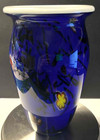 Cobalt Blue  White Glass Interior Murano Style Vase  11  Tall  Euc 