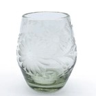 Vintage Mexican Etched Glass  Rose Ann Hall Condessa  Clear Stemless Wine Glass