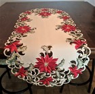 Doily Boutique Table Runner  Doily  Mantel Scarf With Large Red Poinsettias