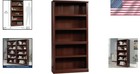 Bookcase 5 Shelf Storage Bookshelf Adjustable Cherry Finish Tall Furniture