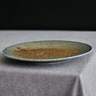 Miya Aoi Nagashi 8 5  Ceramic Plate Earthy Brown   Ocean Blue Made In Japan