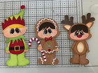 Christmas Kids Elf Reindeer Gingerbread Boy Set Premade Paperpiecing Scrapbook