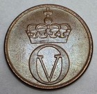 1966 Norway 2 Two Ore - Circulated Norwegian Bronze World Coin - L4