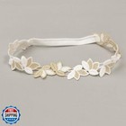 Yheahin Baby Girl Gold Flower Lace Headband Toddler Elastic Floral Hair Band 
