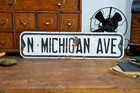 Vtg 1950s Michigan Ave Embossed Metal Street Road Sign 24    X 6    Retired Antique