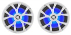 Pair Rockville Rkl80mw 8  900 Watt White 2-way Marine Boat Speakers W led s
