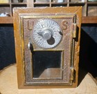 Vintage antique Wooden Post Office Mail Combination Bank Safe With Slot - Works