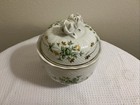 Hollohaza Hungary White Vintage Porcelain Jar Gilded With Floral Design