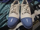 G fore Women s Cap Toe Gallivanter Golf Shoes Snow White Vista Blue Size 7 5