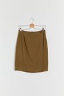 90s Olive Linen Wrap Skirt M