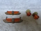 Vintage Art Deco Brass And Amber Bakelite Drawer Pulls And Knobs Outstanding 