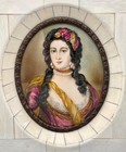 Antique French Signed Miniature Beautiful Lady Portrait Painting Framed