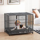 42  Heavy Duty Dog Pet Crate Kennel Cage Playpen Metal W  Tray Castor
