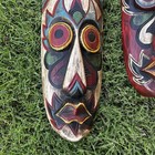  2  Ethnographic Tribal Folk Art Carved Wood Tiki Mask Long Face Paint 20   