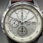 Seiko Chronograph Watch Men 39mm White Dial Silver Tone Date 7t92-0dw0 Newbatter