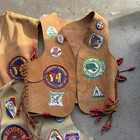 Vintage Lot 3 Suede Brown Ymca Indian Guides Princess Patches Vests 1986-87