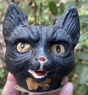 Early Original 4    Pressed Paper Halloween Jol Cat Jol German Cat Lantern Ribbon