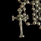 Vintage All Solid Sterling Silver Rosary By Ap - 27g  30   long - Mexico Silver 