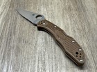 Spyderco Delica 4 Lightweight Brown Frn Flat Ground Plain Edge Folding Knife