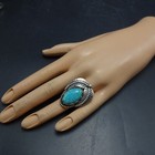Gorgeous Signed Vintage Navajo Waterweb Turquoise Sterling Silver Ring Size 9