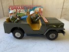 Vtg Japan Tin Litho Friction Toy Army Command Jeep In Original Box