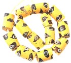 13 Old Antique Venetian Wound Fancy Yellow Black Glass African Trade Beads 