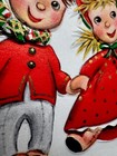 1 Hallmark Nos Vtg Xmas Greeting Card Cutest Rag Doll Couple In Festive Attire