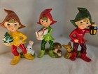 Vintage Homco Set 3 Christmas Pixies Elves Elf With Mushrooms Bunny Deer  5215