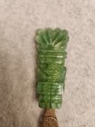 Vintage Mexican Souvenir Letter Opener Alpaca Sterling Silver Jade Aztec Figure