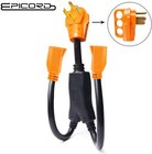 Adapter Y Split Power Cord 50 Amp Male Plug To  2  15 Amp Female Connectors Rv