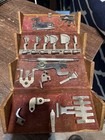 Vintage Puzzle Wooden  Box For With Singer Parts 